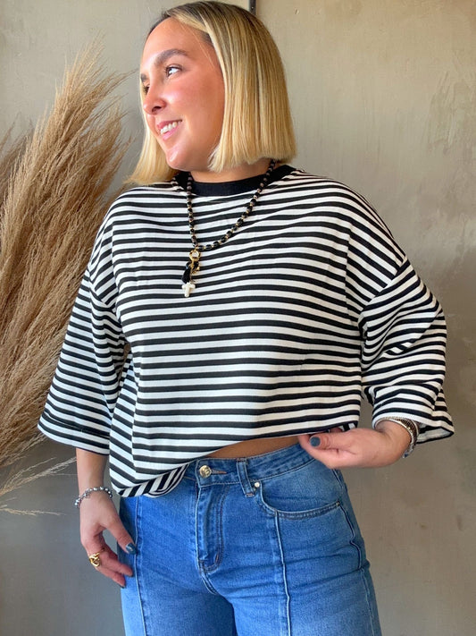 Striped Cut Out Back Top