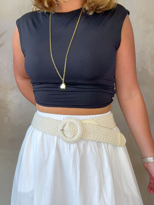 Raffia Ivory Belt