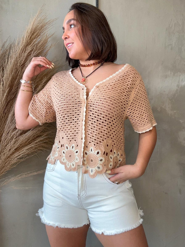 Vera Beige Crochet Top