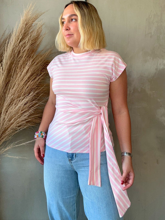 Cindy Pink Striped Top