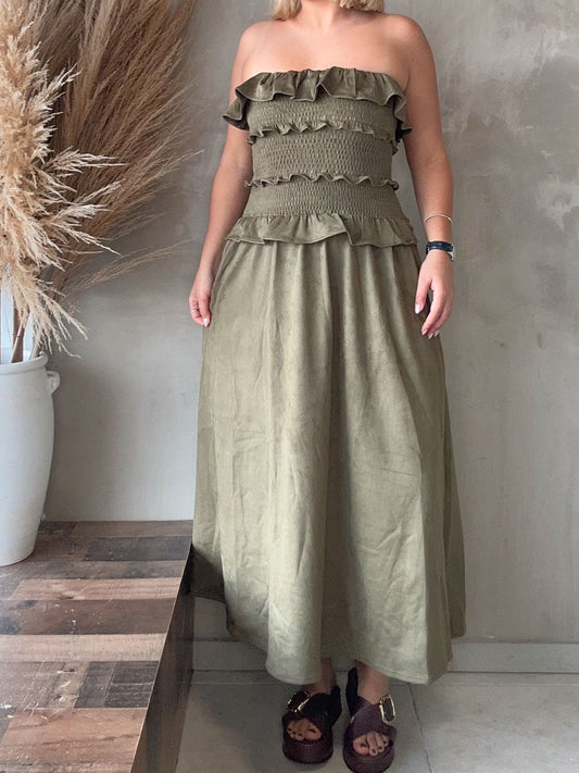 FINAL SALE - Milena Olive Suede Dress