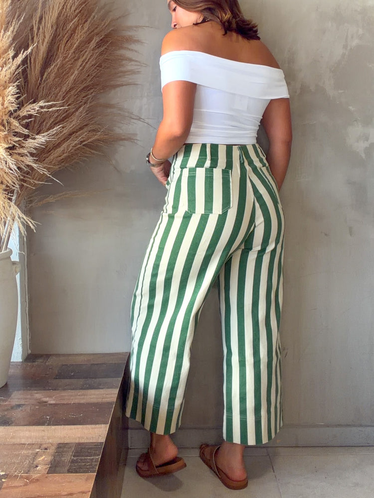 Victoria Green Striped Jean