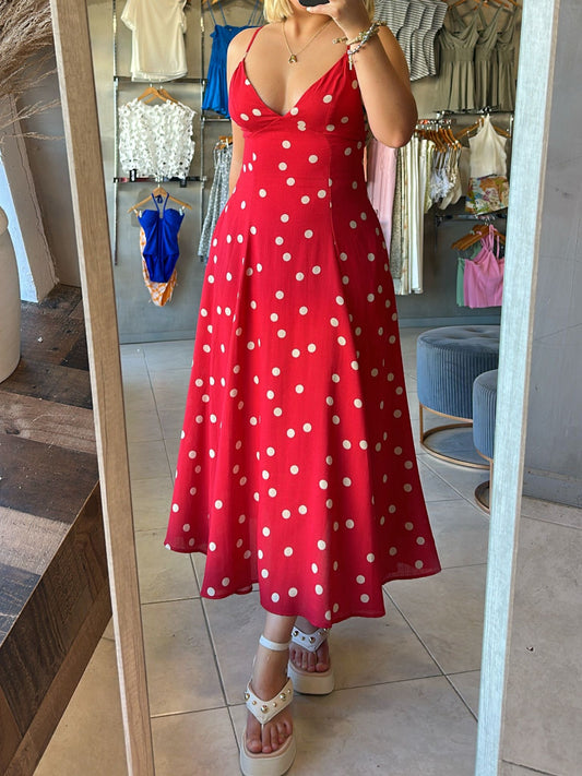 Mel Red Polka Dots Dress
