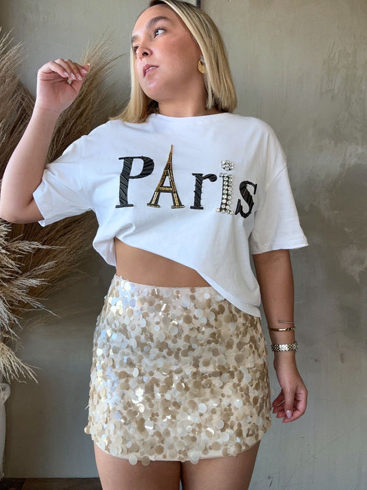 FINAL SALE - Graciela Beige Sequin Skirt