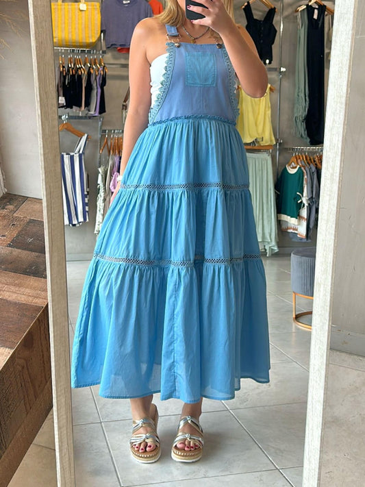 FINAL SALE - Blue Overall Dress