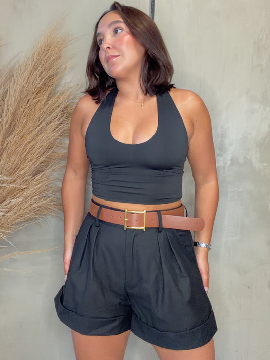Nina Black Halter Top