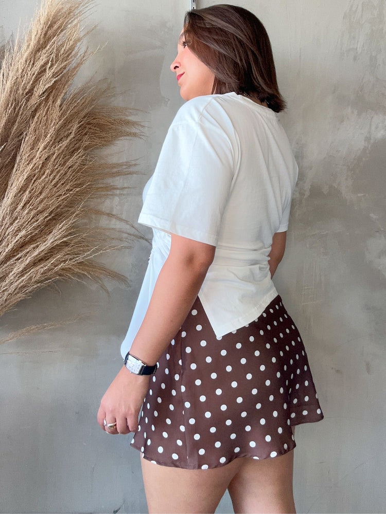 Gia Mocha Polka Dots Skirt