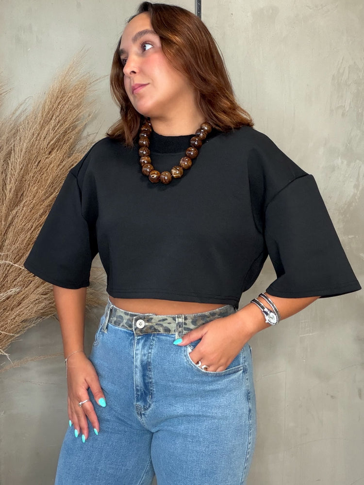 Lore Black Crop Tee