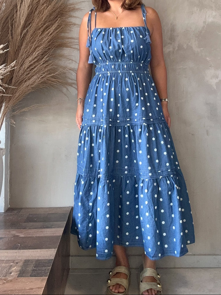 Nina Polka Dots Denim Dress