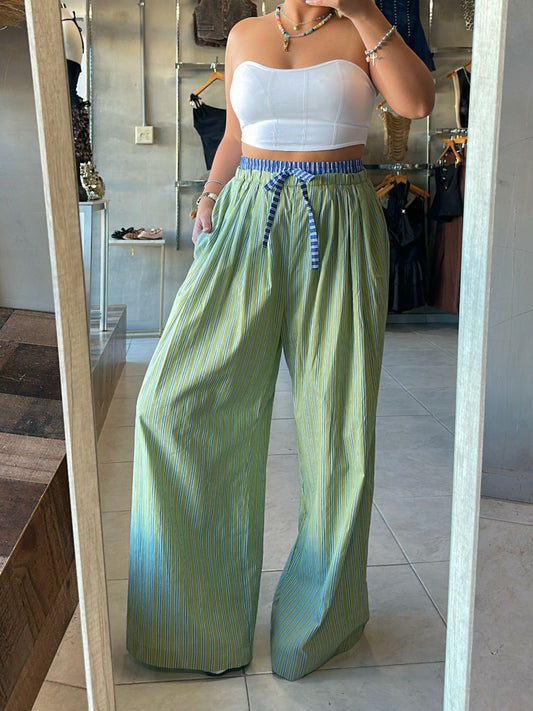 Carlota Lime Striped Pants
