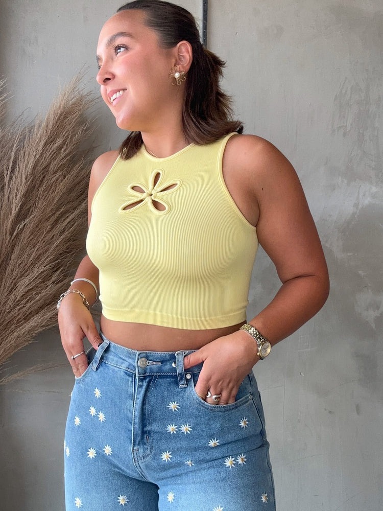 Flora Yellow Basic Top