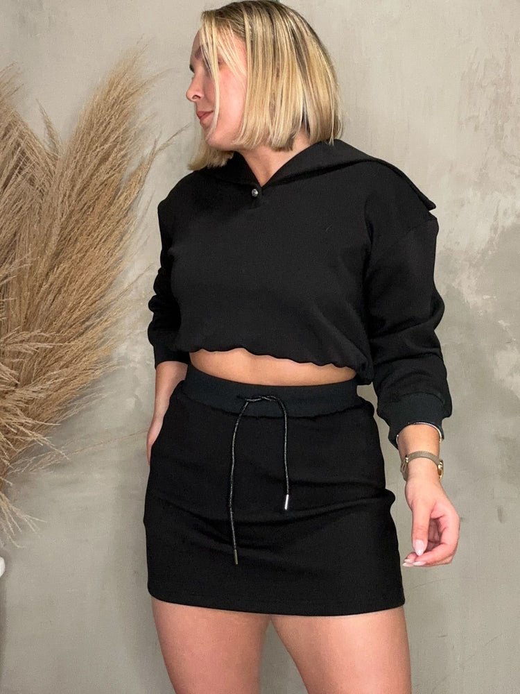 FINAL SALE - Delia Black Sweater & Skort Set