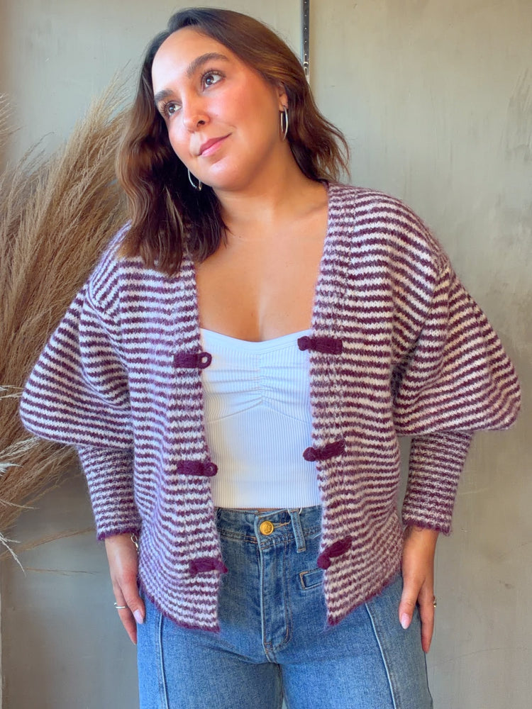 Mandarin Striped Wine Sweater