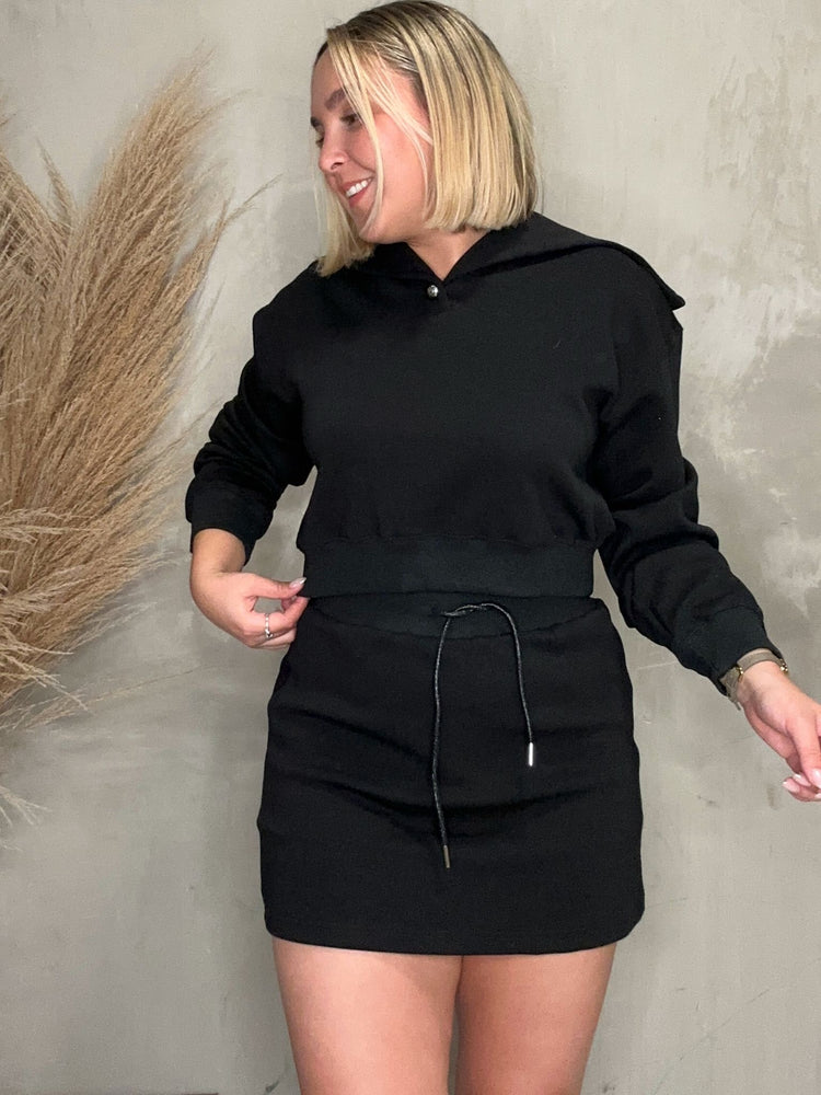 FINAL SALE - Delia Black Sweater & Skort Set