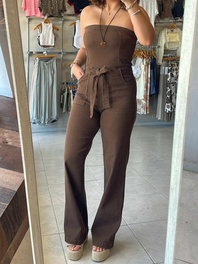 Tess Denim Tube Jumpsuit