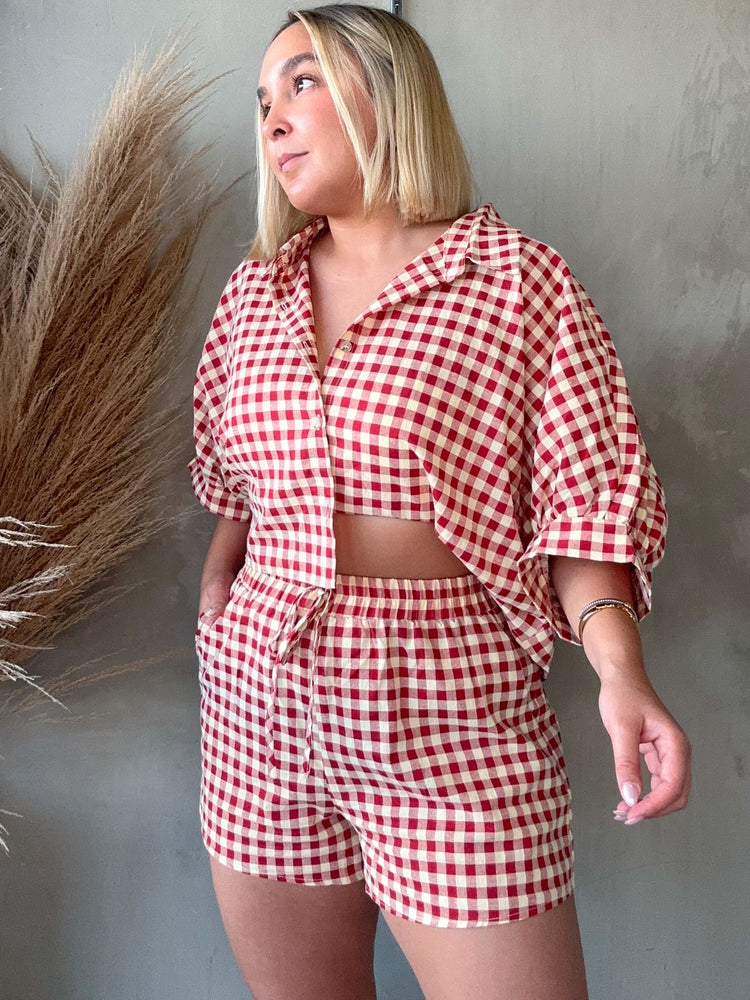 FINAL SALE - Gingham Top & Shorts Set