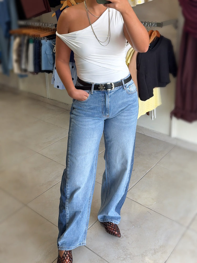 Hailey Two Tone Barrel Jean (includes belt)