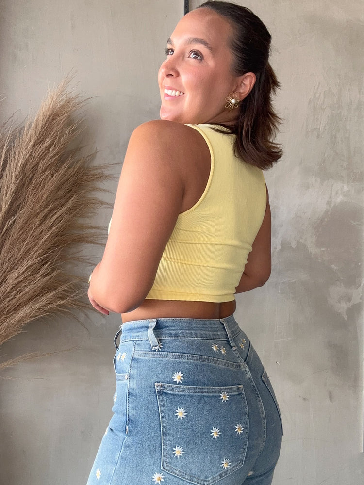 Flora Yellow Basic Top
