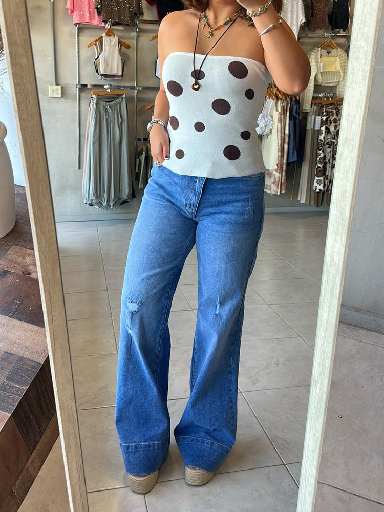 Jen White Polka Dots Top