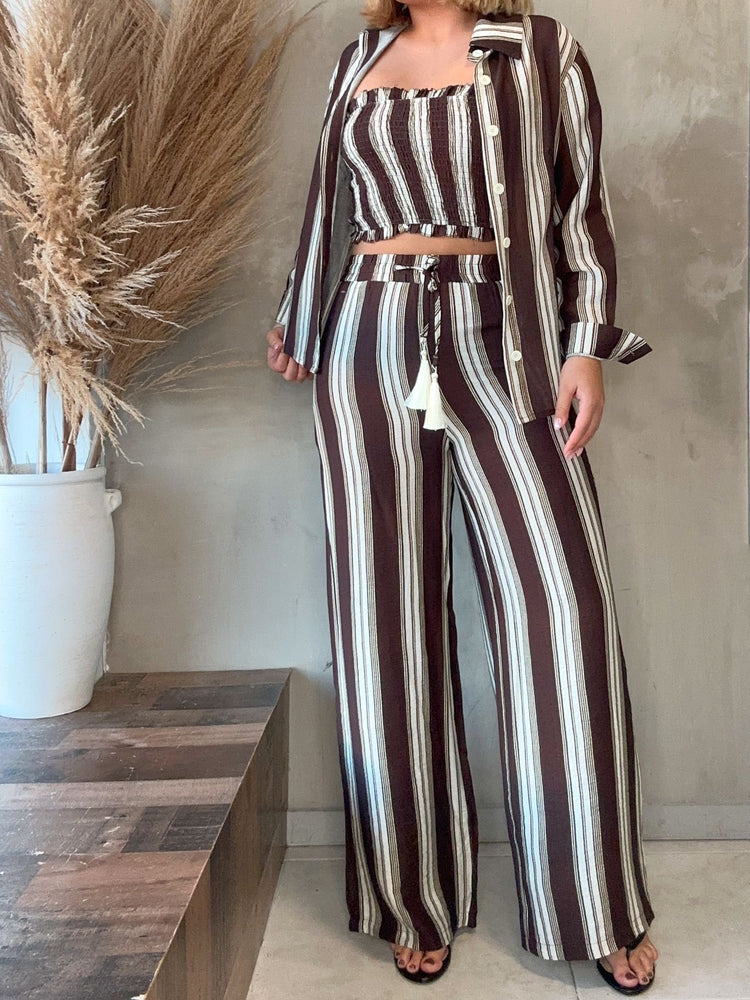 FINAL SALE - Rory Mocha Striped Set