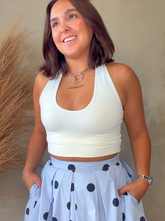 Nina White Halter Top