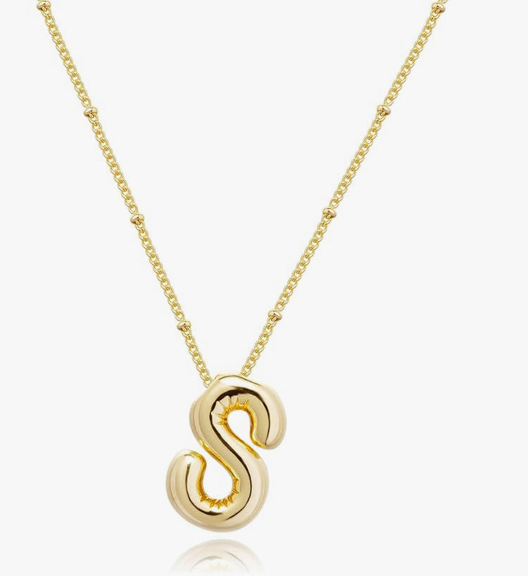 Gold 3D Balloon Initial Necklace