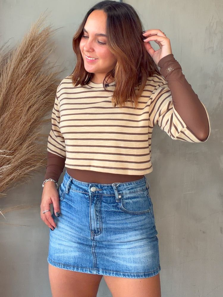 Enya Mocha Stripes Bodysuit & Tee Set