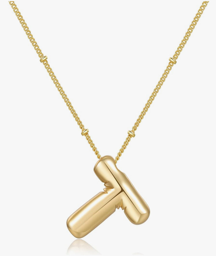 Gold 3D Balloon Initial Necklace