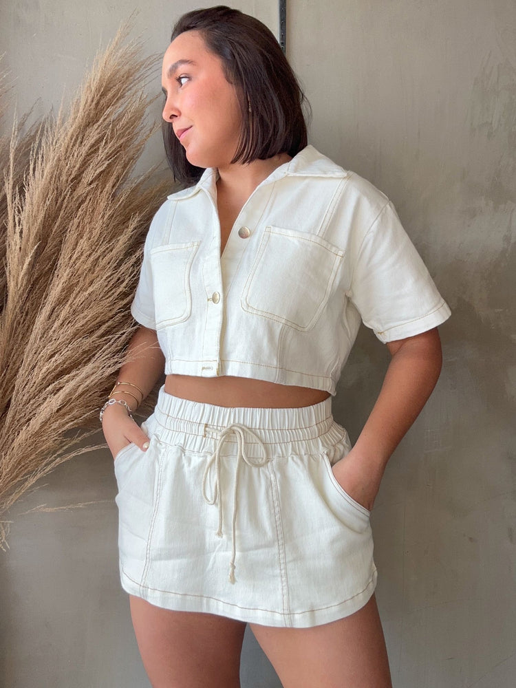 Maya White Denim Top