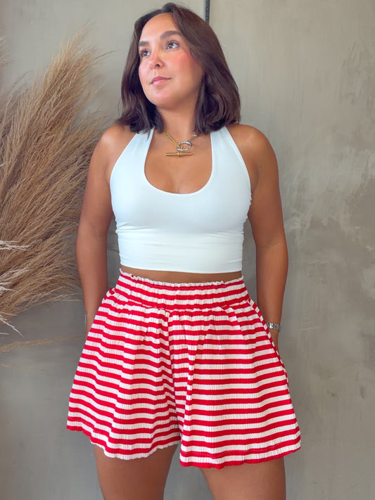 Karmen Red Stripes Short