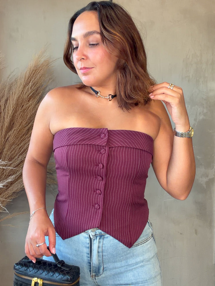 Sue Wine Vest Tube Top