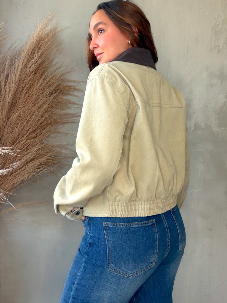 Khaki Corduroy Detailed Jacket