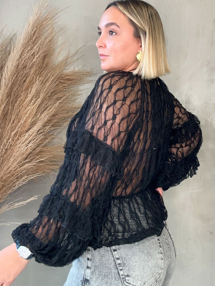 FINAL SALE - Jenna Black Ruffled Top