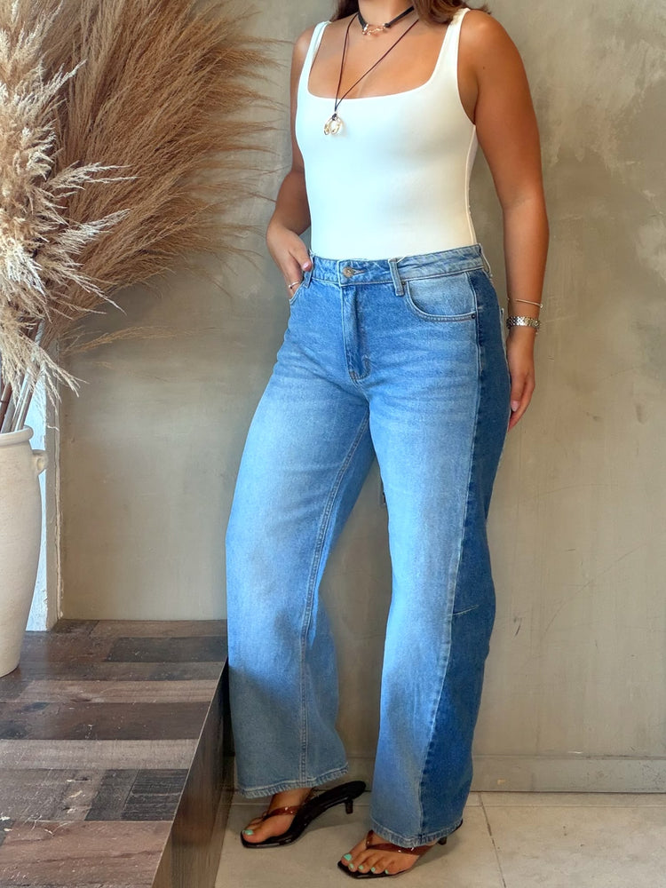 Hailey Two Tone Barrel Jean (includes belt)