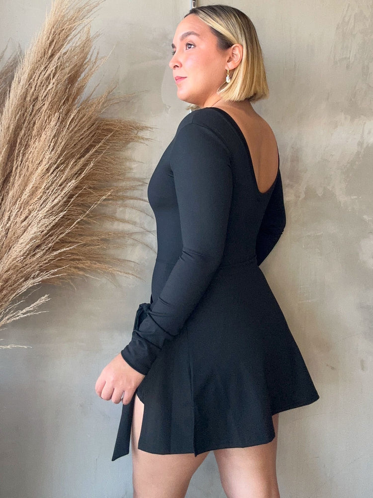 Aryna Black Long Sleeve Active Dress