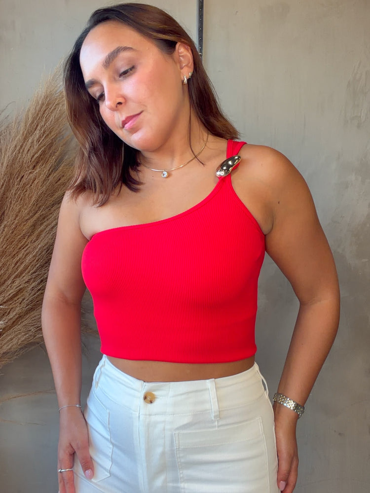 Dana Red One Shoulder Top