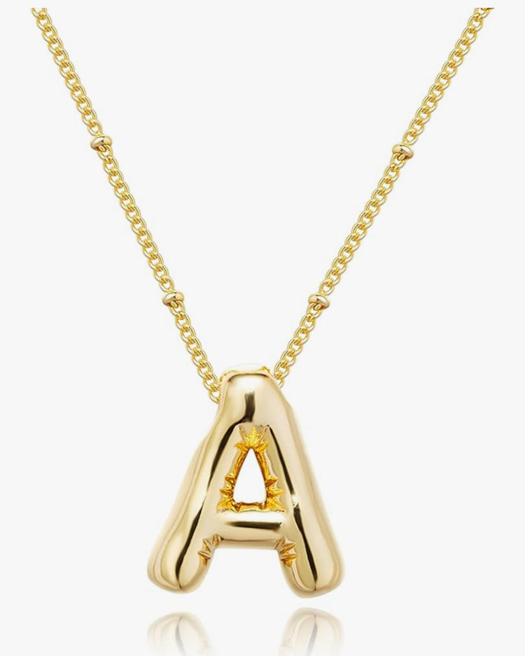 Gold 3D Balloon Initial Necklace