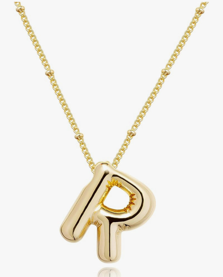 Gold 3D Balloon Initial Necklace