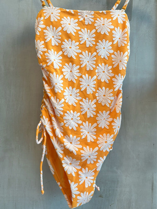 Orange Floral One Piece Swimsuit
