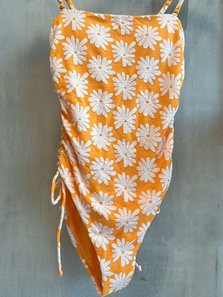 Orange Floral One Piece Swimsuit