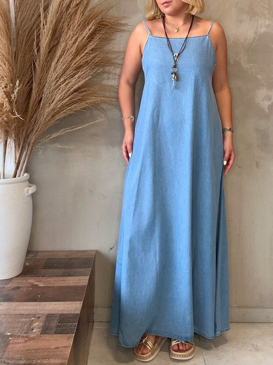 Nahomi Denim Maxi (includes necklace)