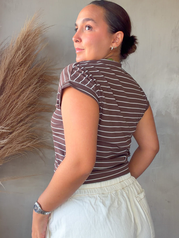 Raissa Mocha Striped Top