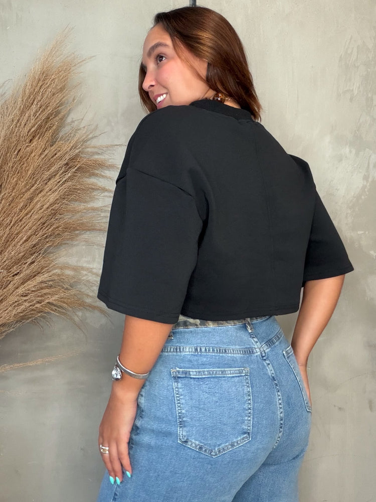 Lore Black Crop Tee
