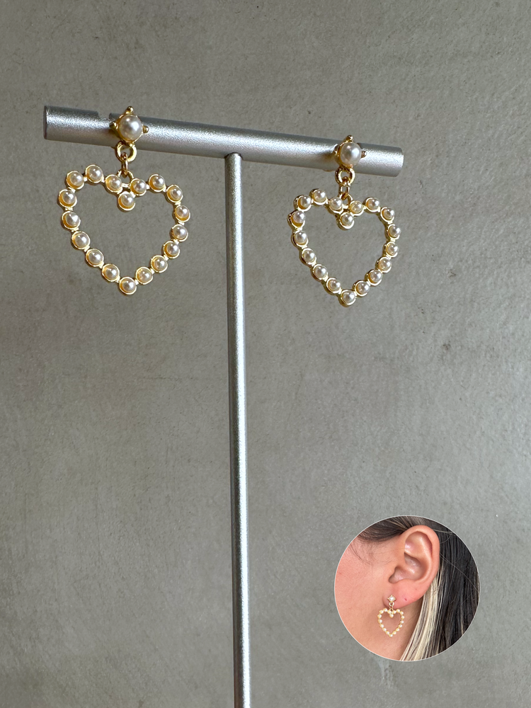 Pearl Heart Earrings