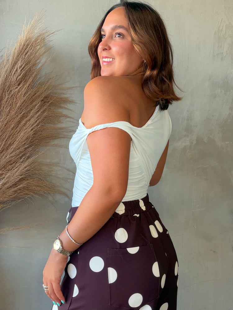 Ginny White Asymmetric Top