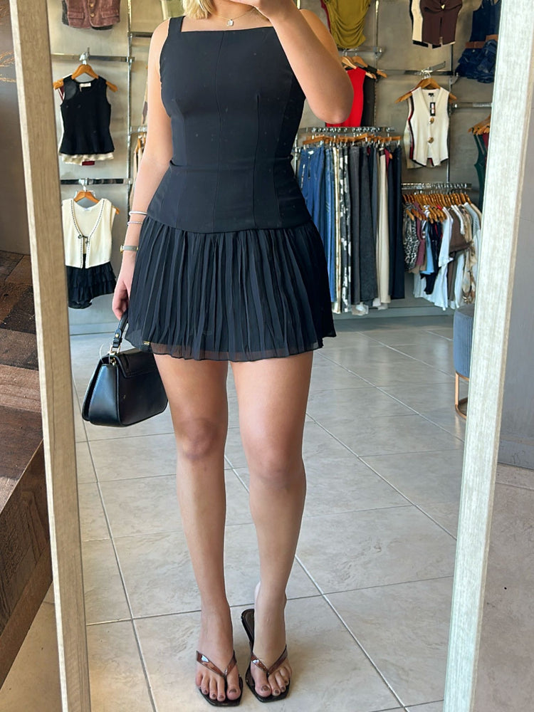 FINAL SALE - Black Pleated Dress