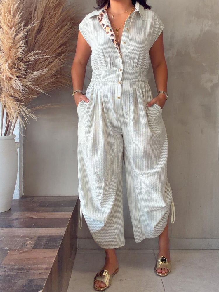 Monika Cream Striped Jumpsuit