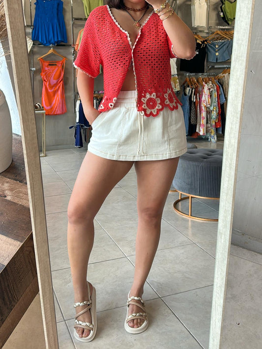 Vera Red Crochet Top