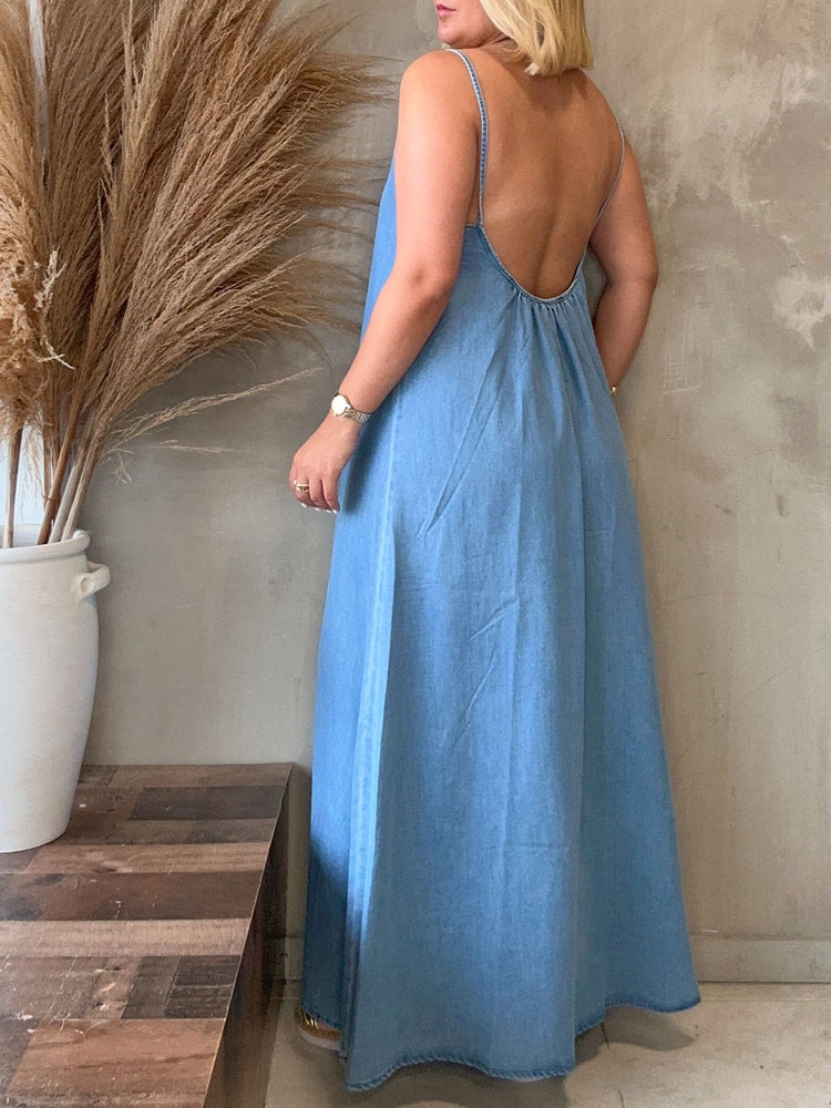 Nahomi Denim Maxi (includes necklace)