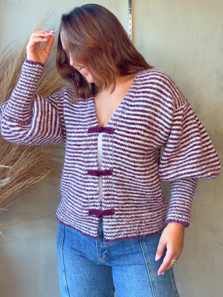 Mandarin Striped Wine Sweater